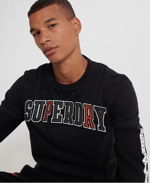 Superdry Crafted Casuals Applique Férfi Pólók Fekete | BHZKI5042